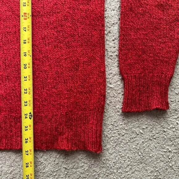 LL Bean Sweater Mens Medium Crewneck Vtg Wool Pullover Long Sleeve Red